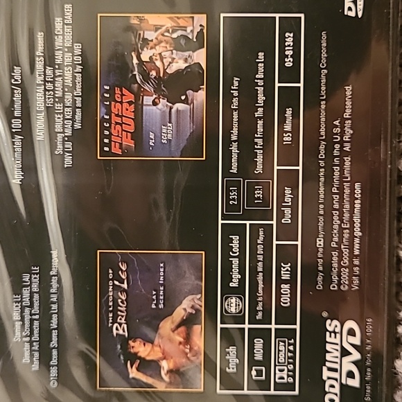 Double Feature. The Legend of Bruce Lee & Bruce Lee Fists of Fury Factory Sealed - Picture 3 of 3